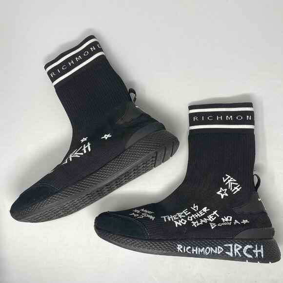 John Richmond Women's Sock Fit Hi Top Black Sneaker EU38 - Picture 2 of 6